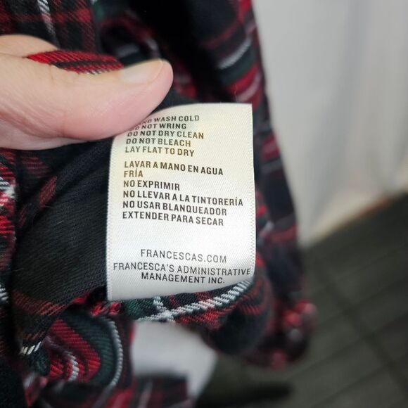 Francesca's Dianna Christmas Plaid Button Down Top Size XL - Picture 7 of 12